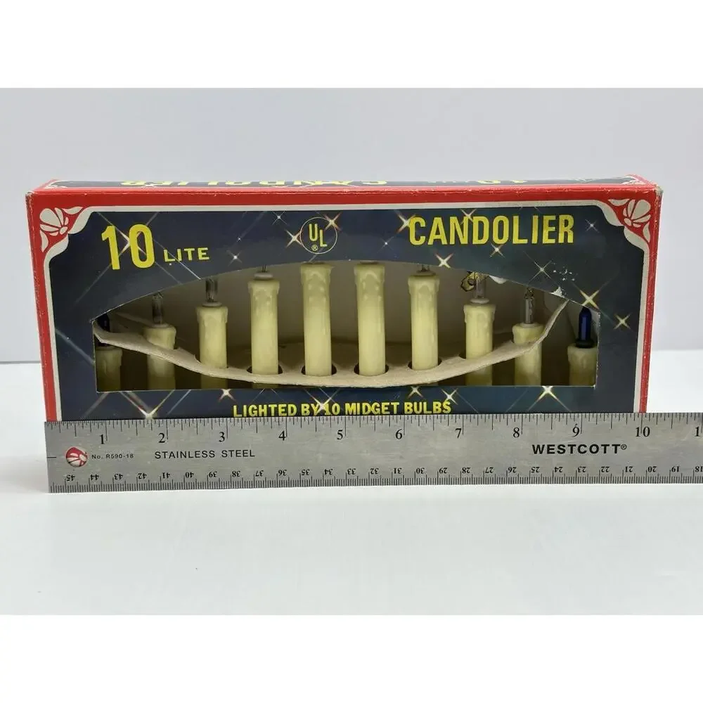 Vintage 10 Lite Midget Bulbs Candolier Electric Yuletide Concepts Christmas 1987